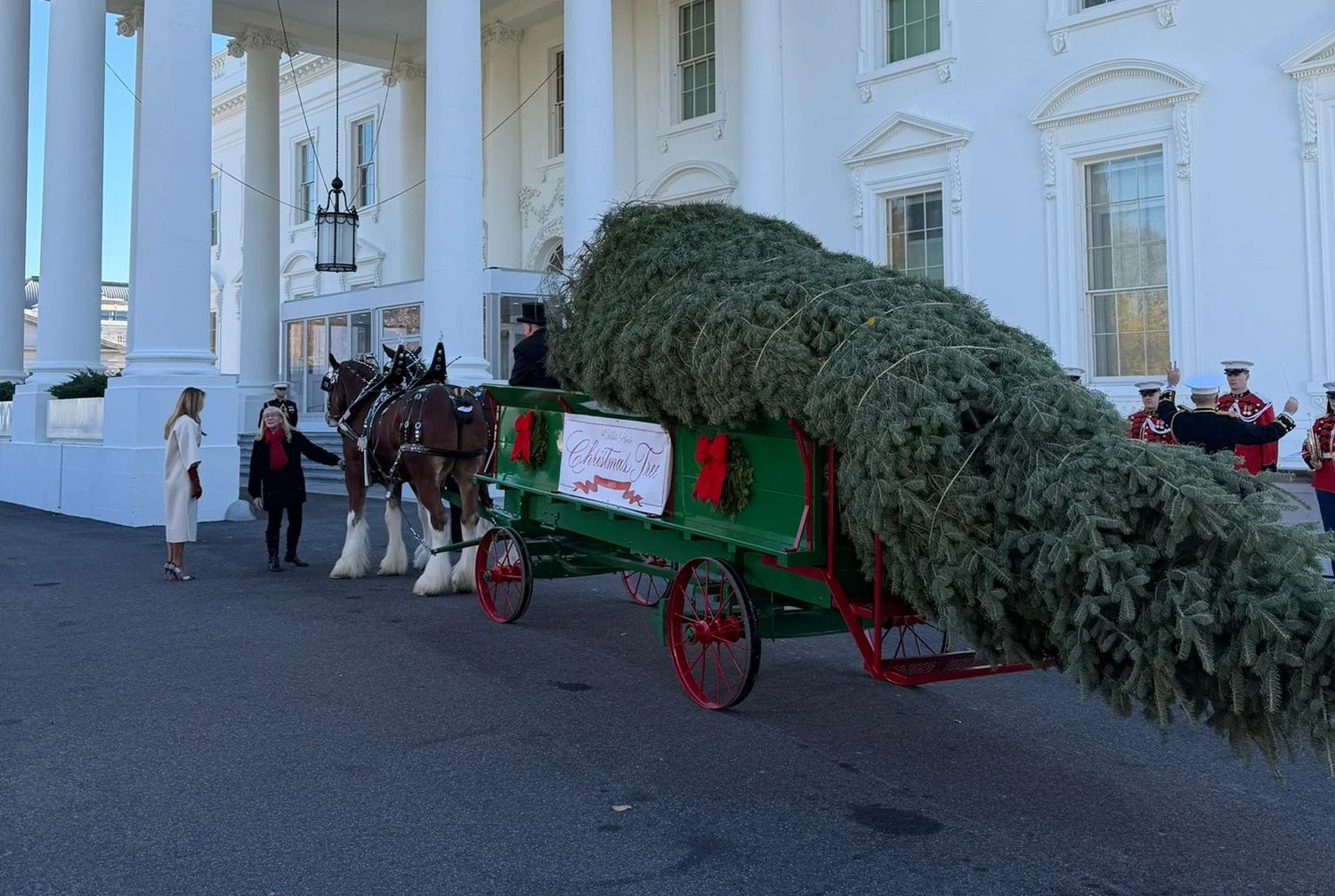 У Білий дім прибула різдвяна ялинка. Її зустріла Меланія Трамп